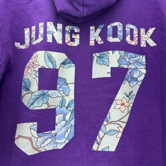BTS Jung Kook 97 Purple Zip Up Hooded Sweatshirt Please See Measurement Pictures - Picture 3 of 6